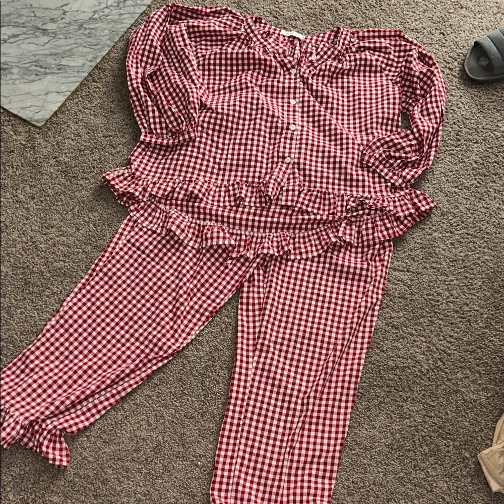 Red Checkered Women's PJ Set